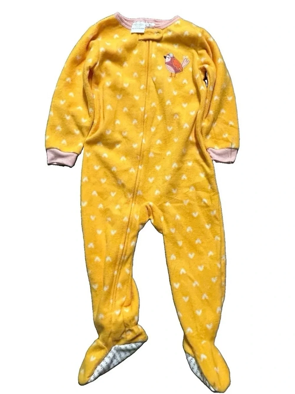 Toddler Girl Fleece Footie Pajamas Yellow Blue Unicorn Size 24 Months